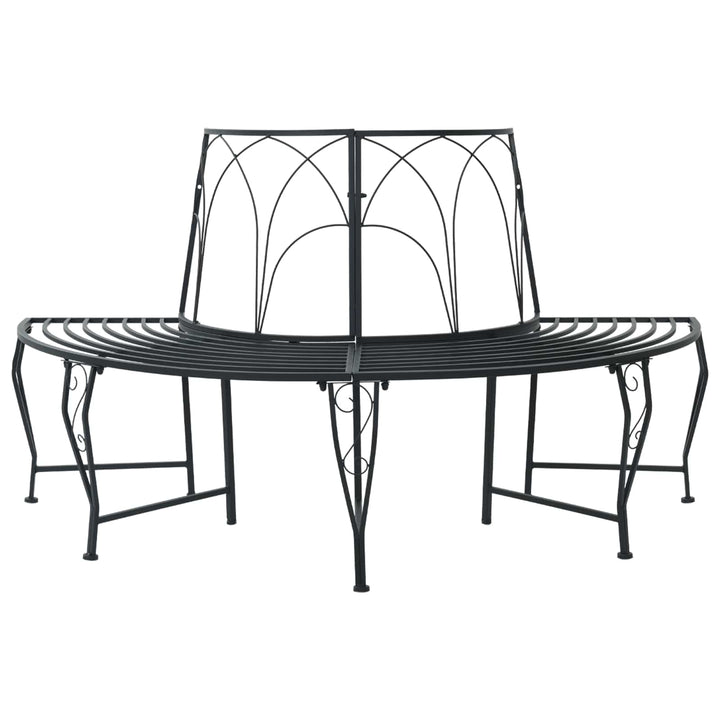 Træ Bænk 4-Antal sæder 160 x 80 x 89 cm Stål Sort halvrund