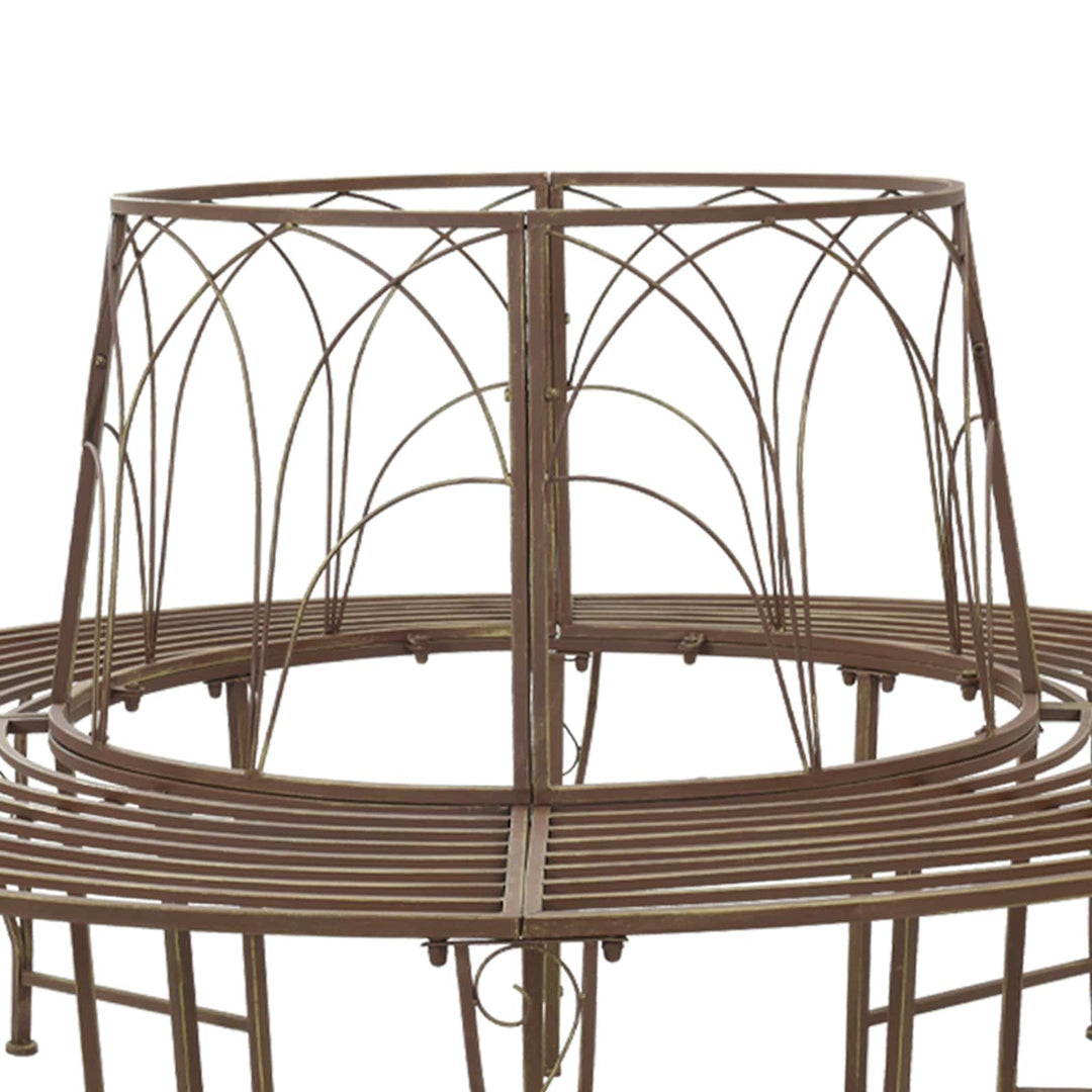 Træ Bænk 8-Antal sæder Ø 160 x 89 cm Stål Antik Brun Rund