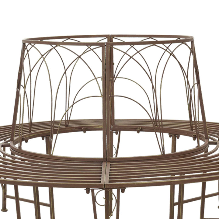 Træ Bænk 8-Antal sæder Ø 160 x 89 cm Stål Antik Brun Rund