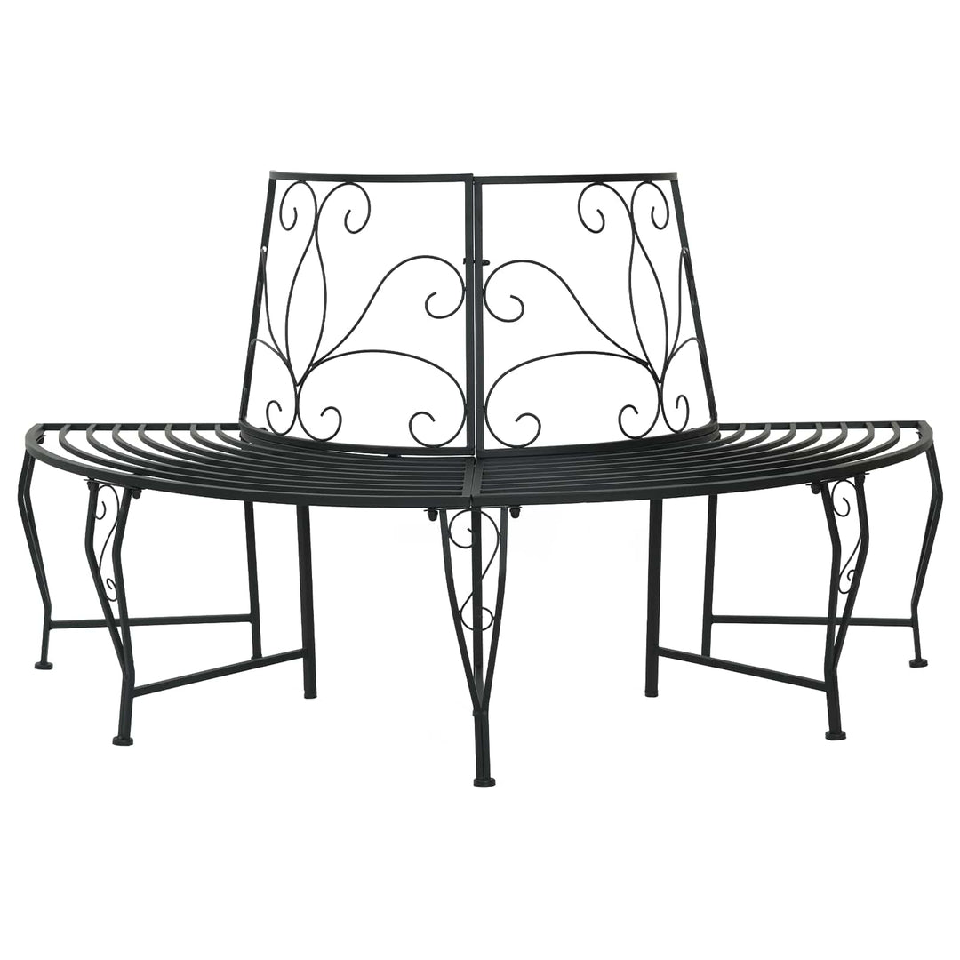 Træ Bænk 4-Antal sæder 160 x 80 x 89 cm Stål Sort halvrund