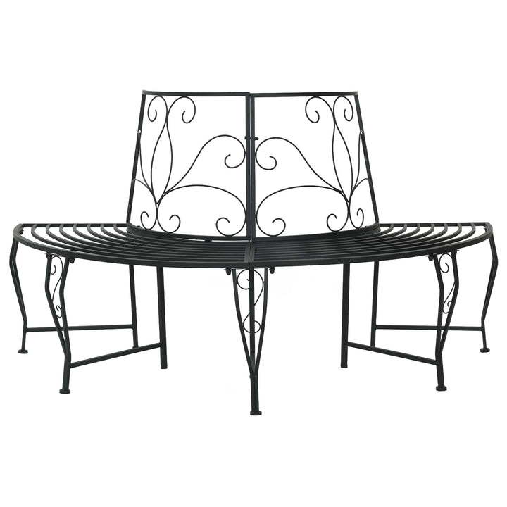 Træ Bænk 4-Antal sæder 160 x 80 x 89 cm Stål Sort halvrund