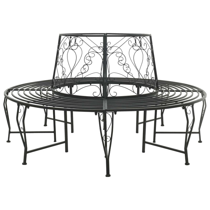 Træ Bænk 8-Antal sæder Ø 160 x 89 cm Stål Sort Rund