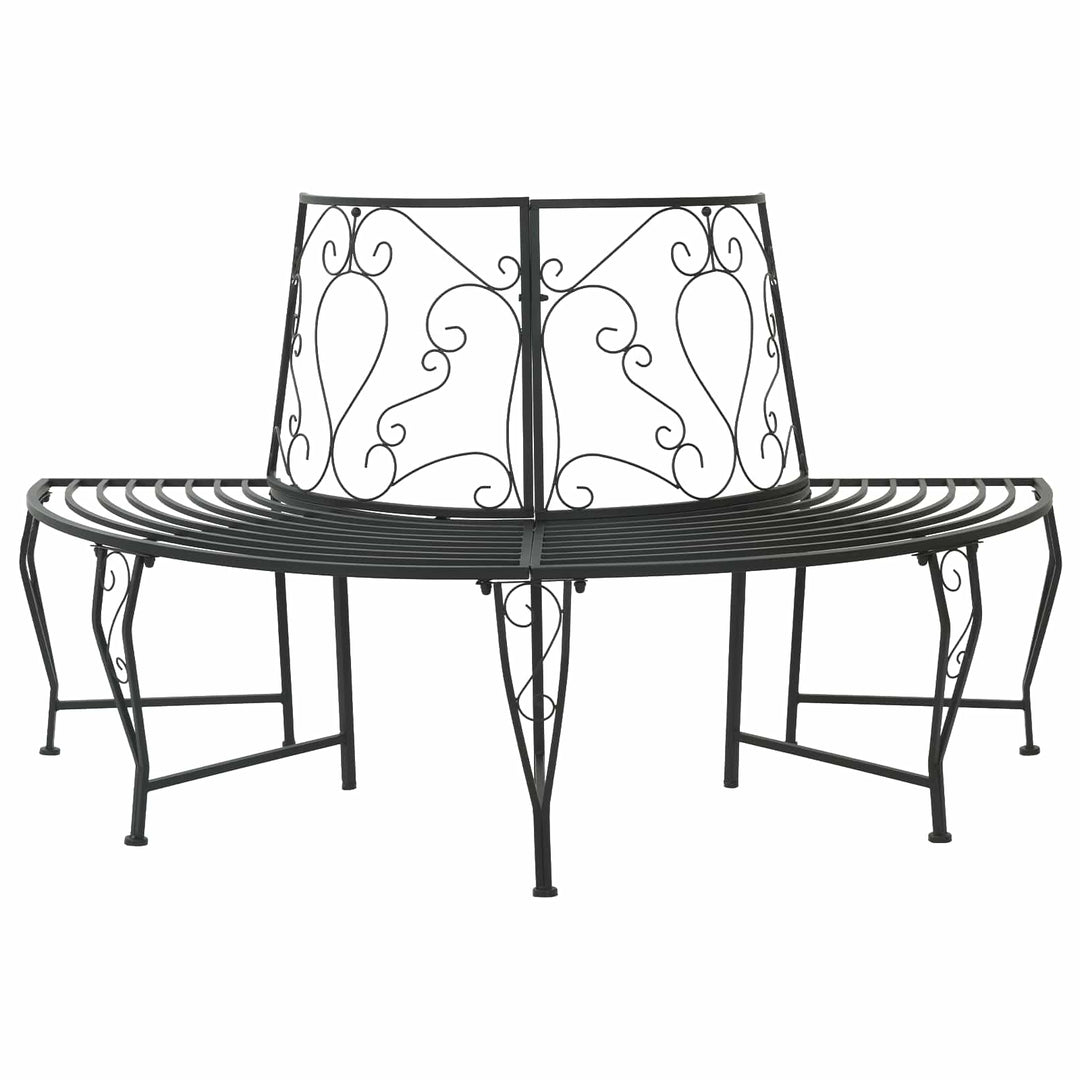 Træ Bænk 4-Antal sæder 160 x 80 x 89 cm Stål Sort halvrund