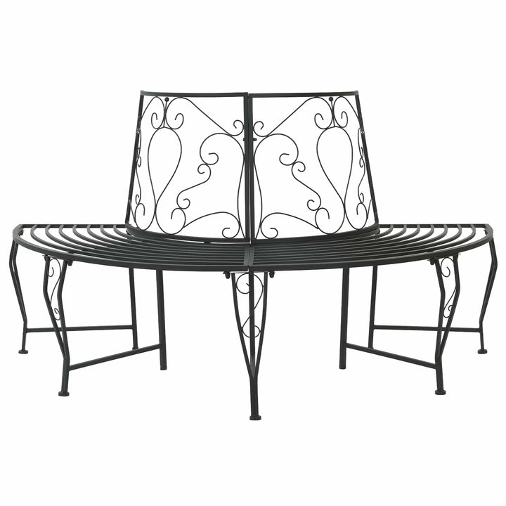 Træ Bænk 4-Antal sæder 160 x 80 x 89 cm Stål Sort halvrund