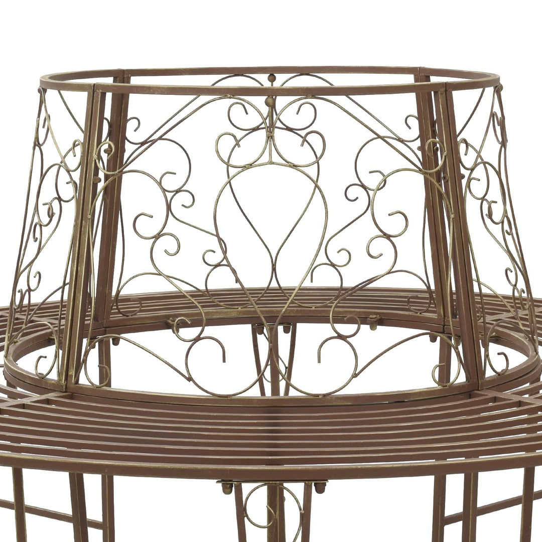Træ Bænk 8-Antal sæder Ø 160 x 89 cm Stål Antik Brun Rund
