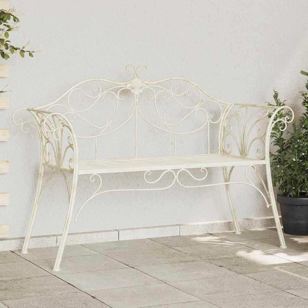 Havebænk 2-Antal sæder 130 x 47 x 90 cm Stål Antik hvid