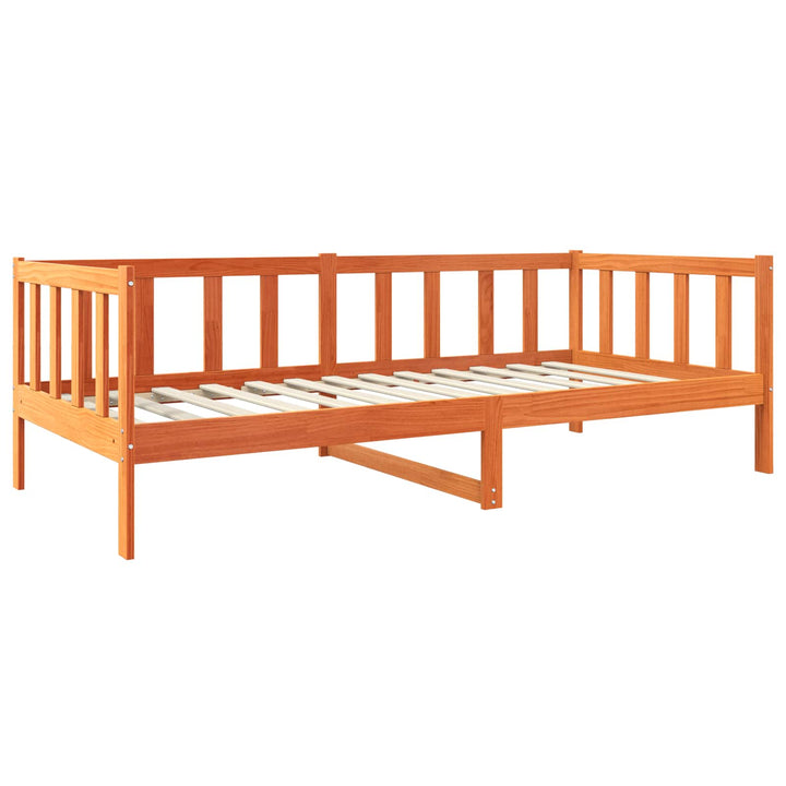Sengestel med hovedgærde Voks brun 90 x 190 cm Massiv fyrretræ