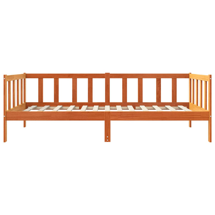 Sengestel med hovedgærde Voks brun 90 x 190 cm Massiv fyrretræ
