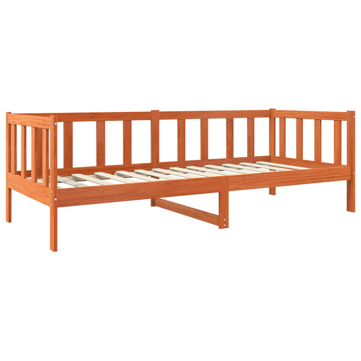 Sengestel med hovedgærde Voks brun 80 x 200 cm Massiv fyrretræ