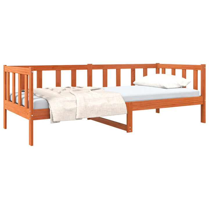 Sengestel med hovedgærde Voks brun 90 x 190 cm Massiv fyrretræ