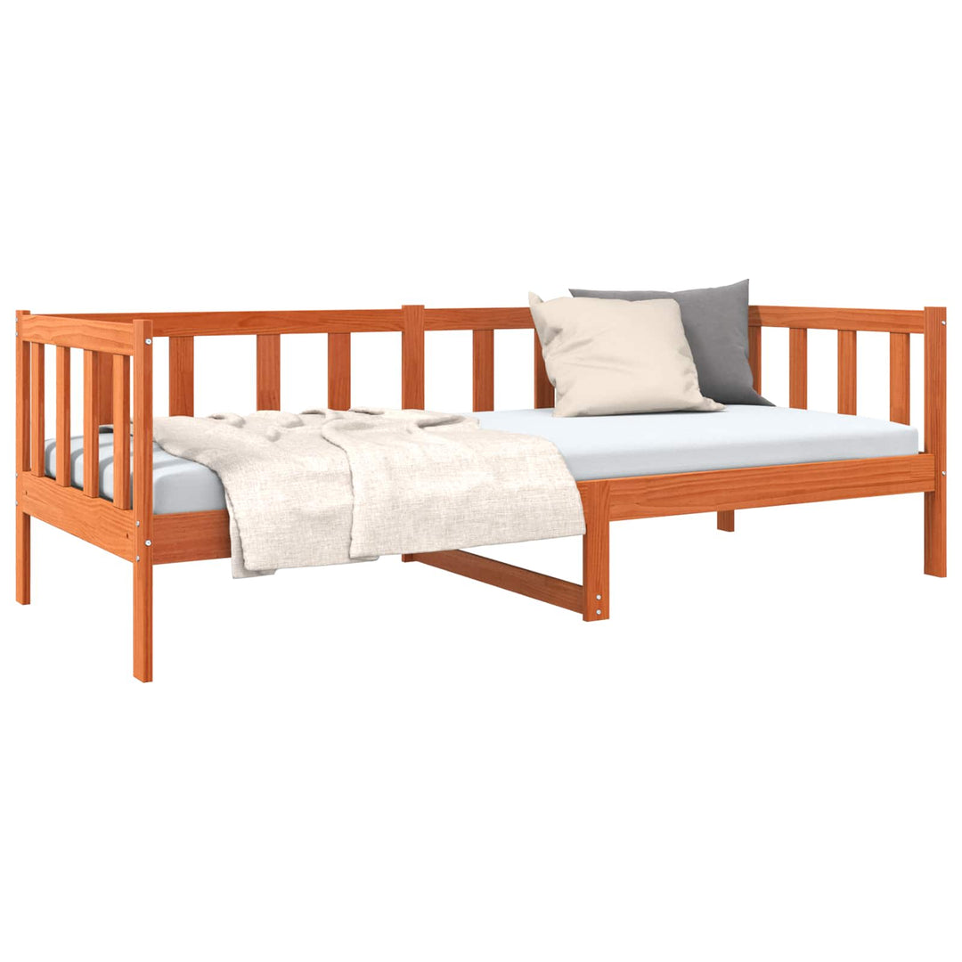 Sengestel med hovedgærde Voks brun 90 x 190 cm Massiv fyrretræ