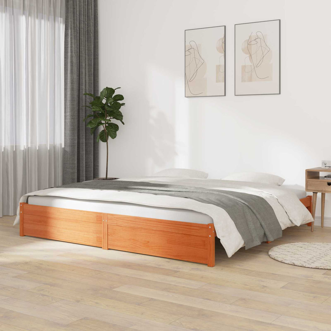 Sengestel Voks brun 160 x 200 cm Massivt fyrretræ