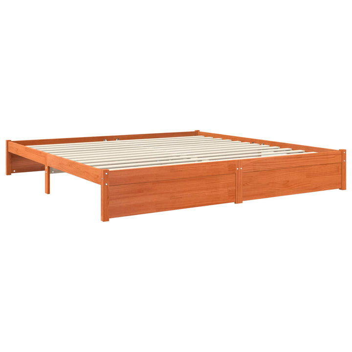 Sengestel Voks brun 200 x 200 cm Massivt fyrretræ