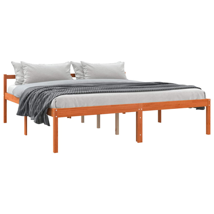 Sengestel med hovedgærde Voks brun 180 x 200 cm Massiv fyrretræ