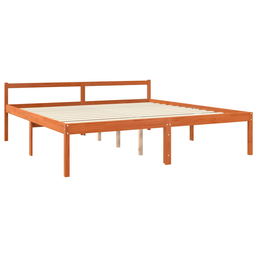 Sengestel med hovedgærde Voks brun 180 x 200 cm Massiv fyrretræ