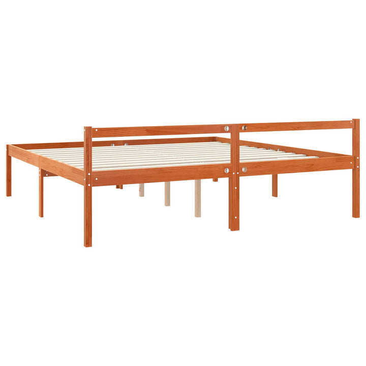 Sengestel med hovedgærde Voks brun 180 x 200 cm Massiv fyrretræ