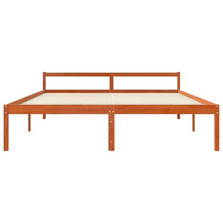 Sengestel med hovedgærde Voks brun 180 x 200 cm Massiv fyrretræ