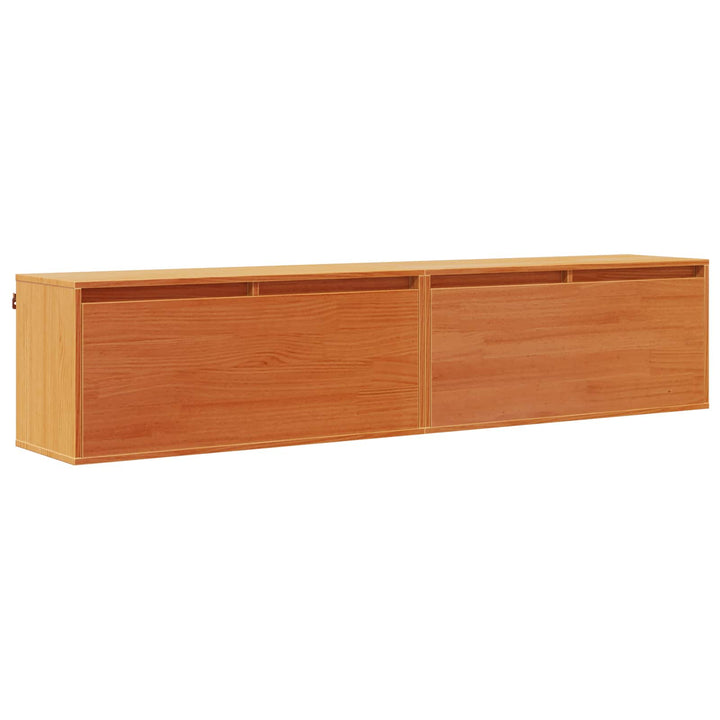 Vægskab med dør 2 pcs Voks brun 80 x 30 x 35 cm Massiv fyrretræ
