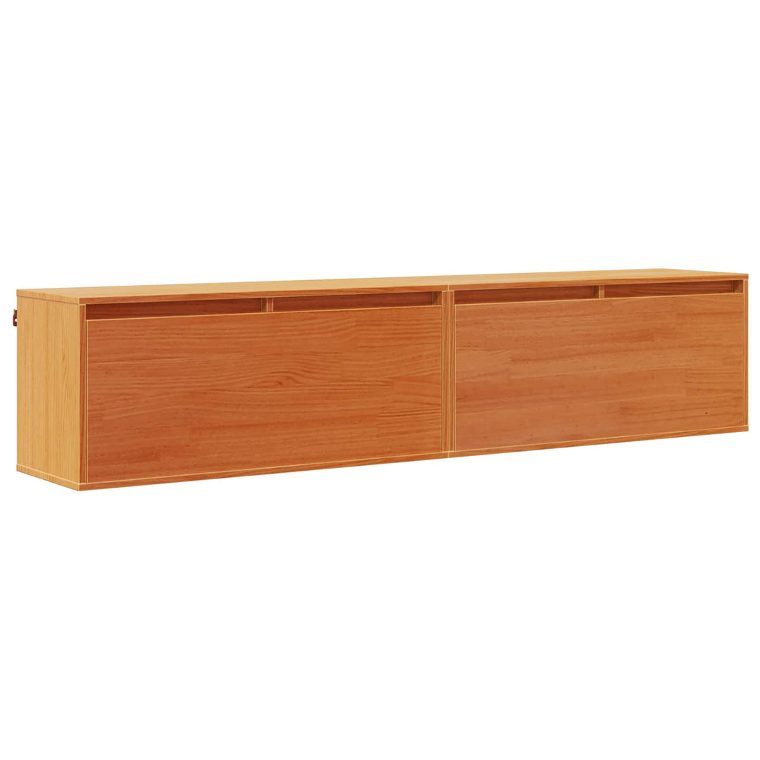 Vægskab med dør 2 pcs Voks brun 80 x 30 x 35 cm Massiv fyrretræ