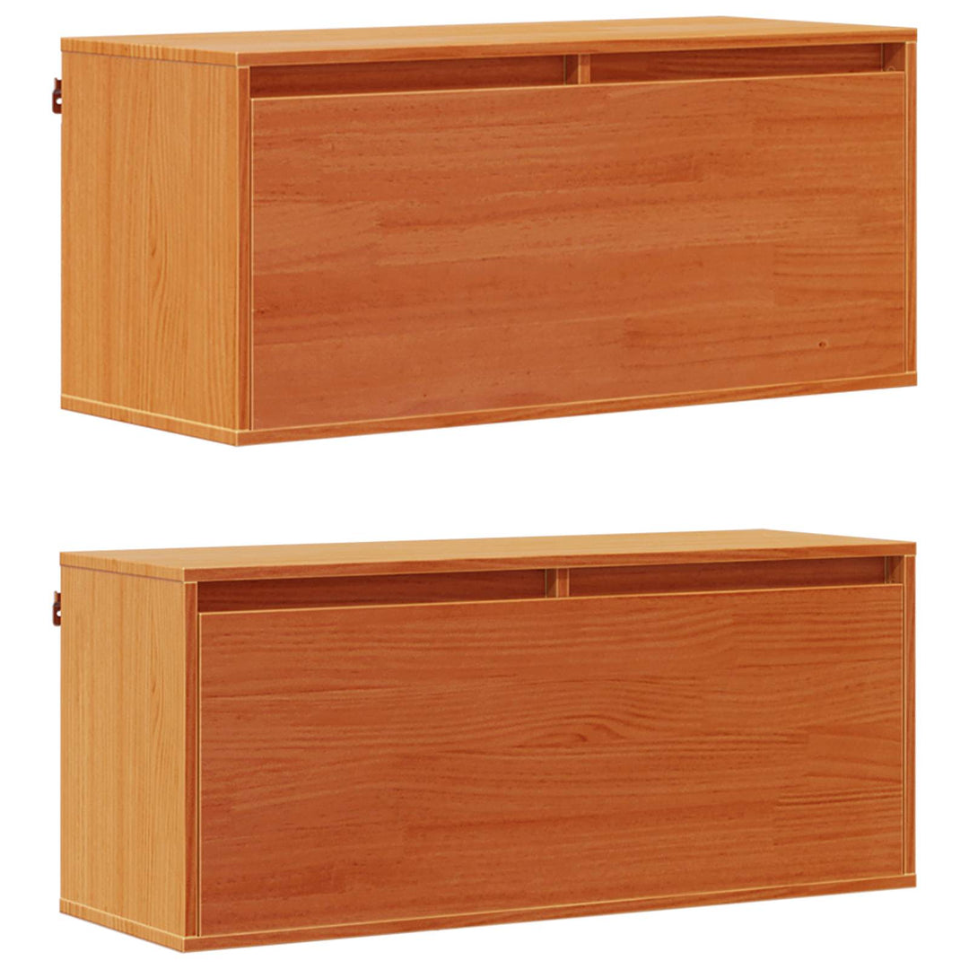 Vægskab med dør 2 pcs Voks brun 80 x 30 x 35 cm Massiv fyrretræ