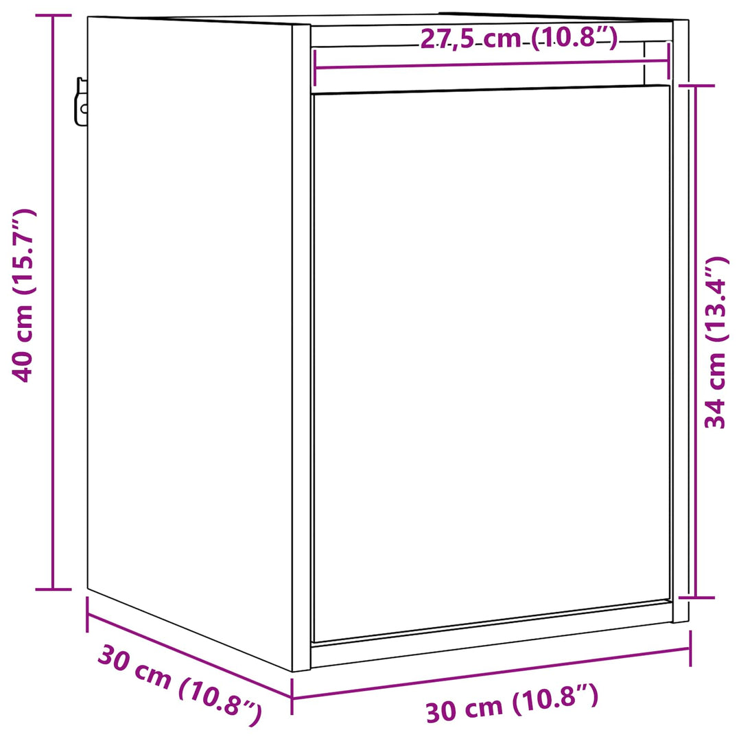 Vægskab Vægmonteret Voks brun 30 x 30 x 40 cm Massiv fyrretræ