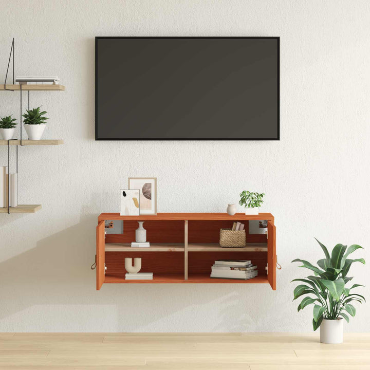 Vægskab med hylde Voks brun 80 x 30 x 30 cm Massiv fyrretræ