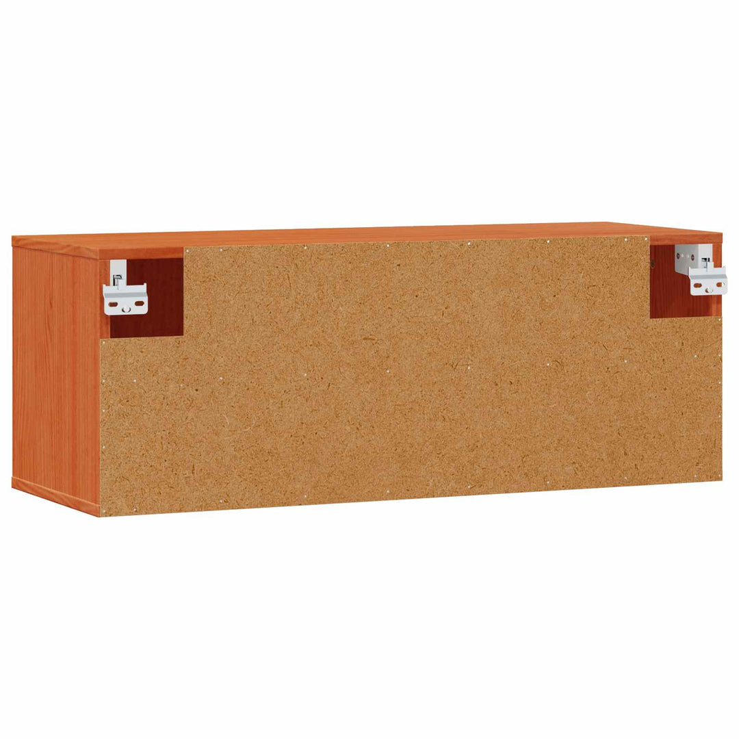 Vægskab med dør 2 pcs Voks brun 80 x 30 x 30 cm Massiv fyrretræ