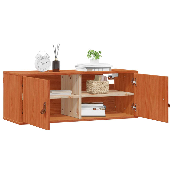 Vægskab med dør 2 pcs Voks brun 80 x 30 x 30 cm Massiv fyrretræ