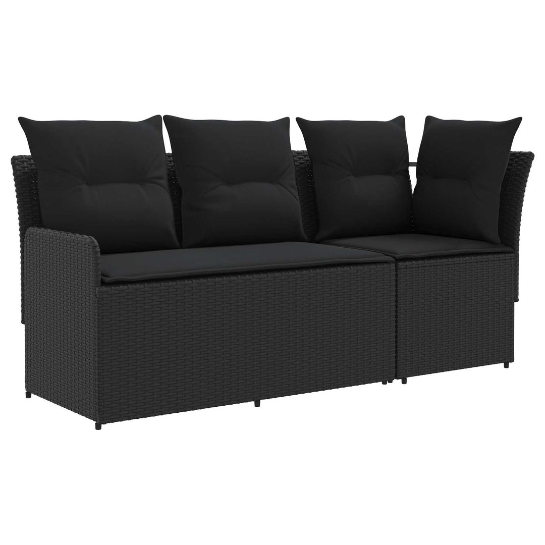 2 stk. Have Armstøtte Sofa med Hjørnesofa PE Rattan Sort