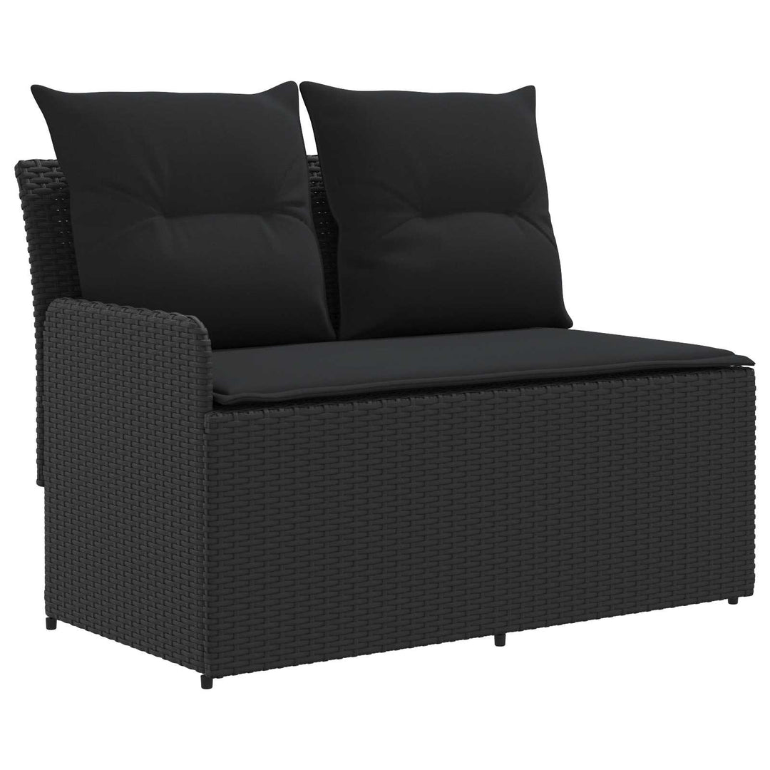 Havearmstøtte sofa med løftbart bord 2 Stk Sort PE Rattan