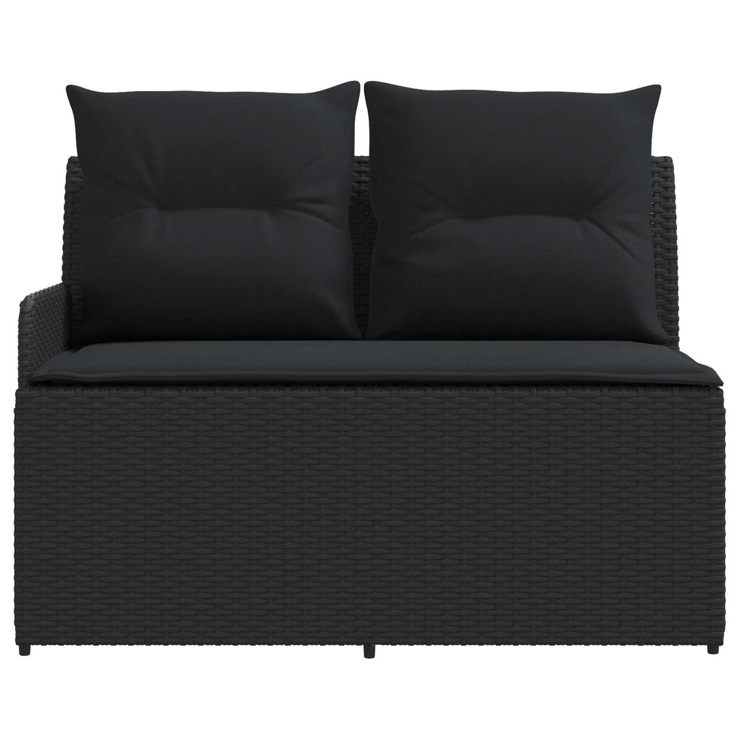 Havearmstøtte sofa med løftbart bord 2 Stk Sort PE Rattan