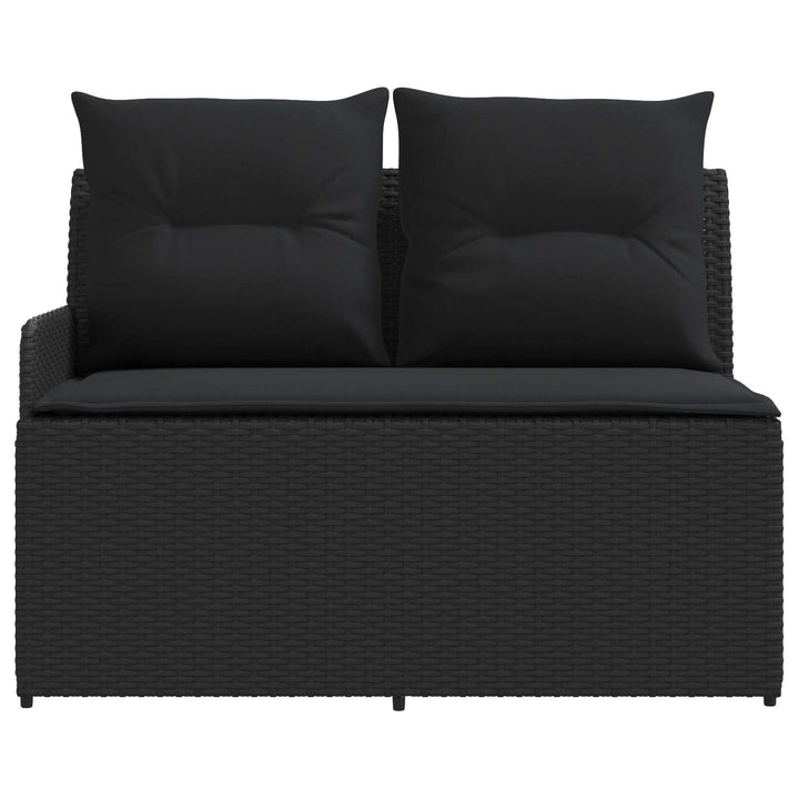 Havearmstøtte sofa med løftbart bord 2 Stk Sort PE Rattan