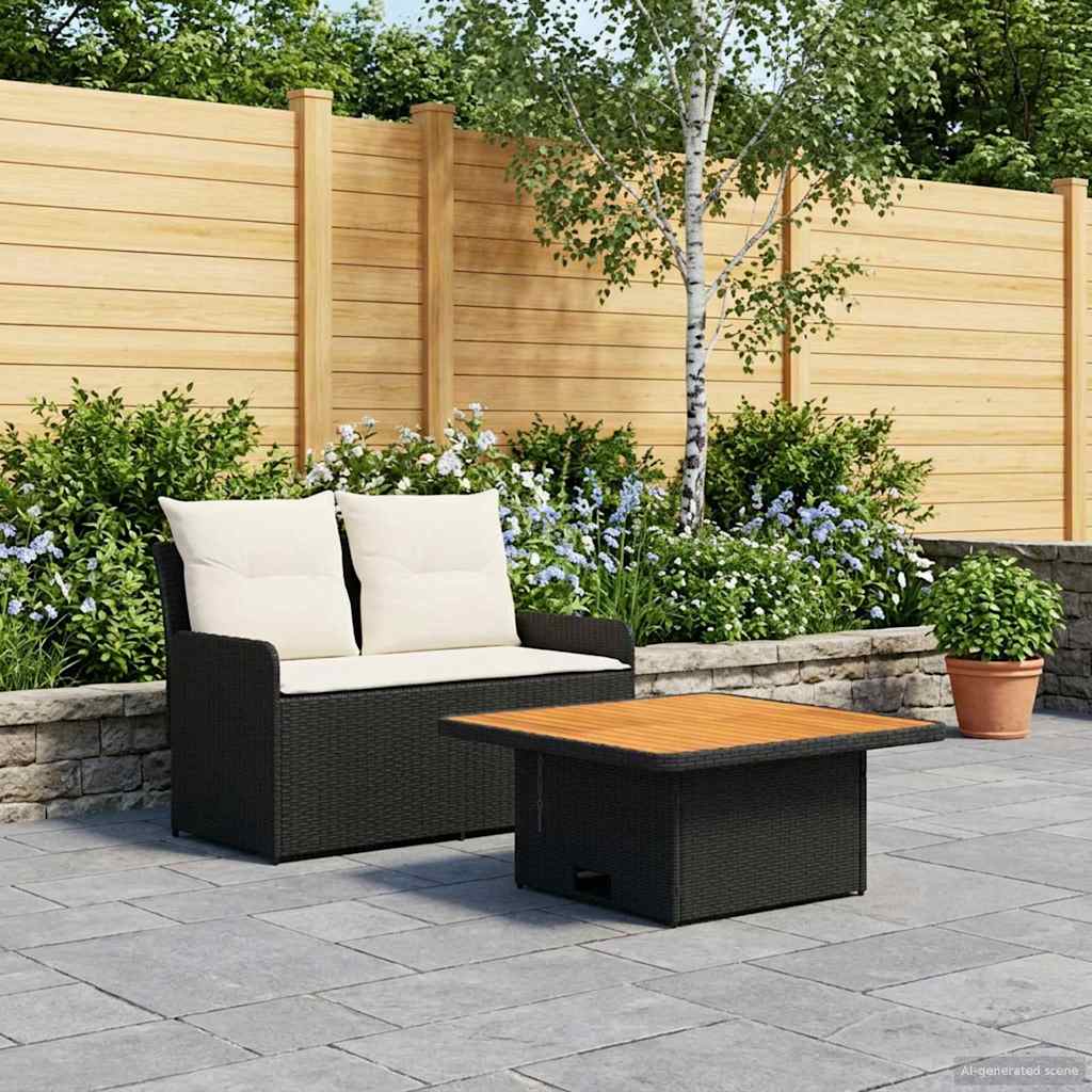 Havearmstøtte sofa med løftbart bord 2 Stk Sort og Cream