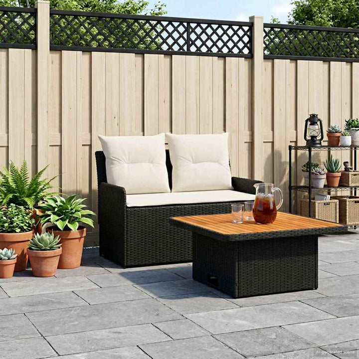 Havearmstøtte sofa med løftbart bord 2 Stk Sort og Cream