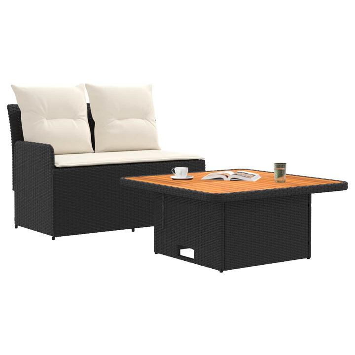 Havearmstøtte sofa med løftbart bord 2 Stk Sort og Cream