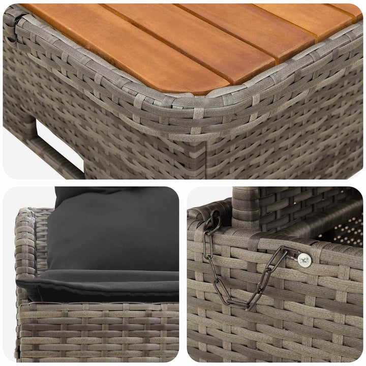 Havearmstøtte sofa med løftbart bord 2 Stk Grå og Mørkegrå
