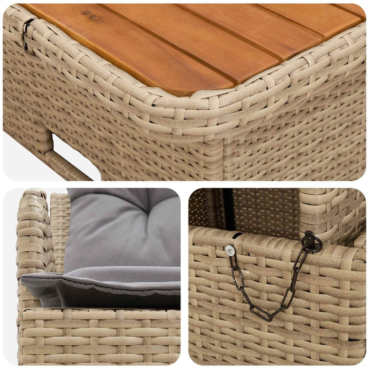Havearmstøtte sofa med løftbart bord 2 Stk Beige og lys grå