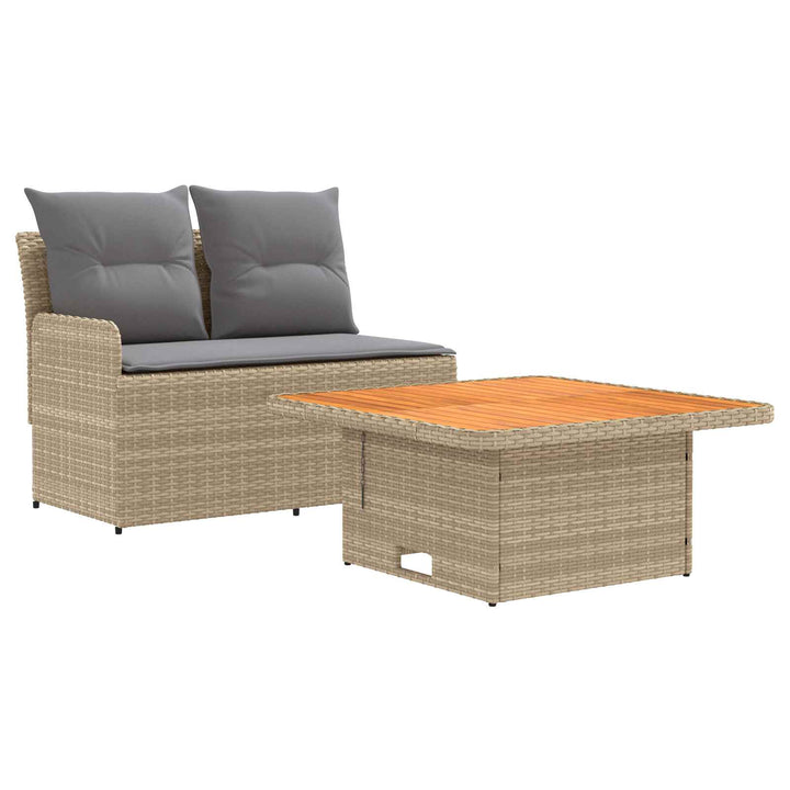 Havearmstøtte sofa med løftbart bord 2 Stk Beige og lys grå