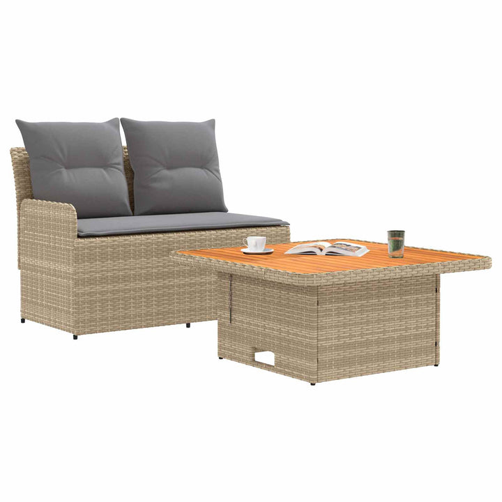 Havearmstøtte sofa med løftbart bord 2 Stk Beige og lys grå