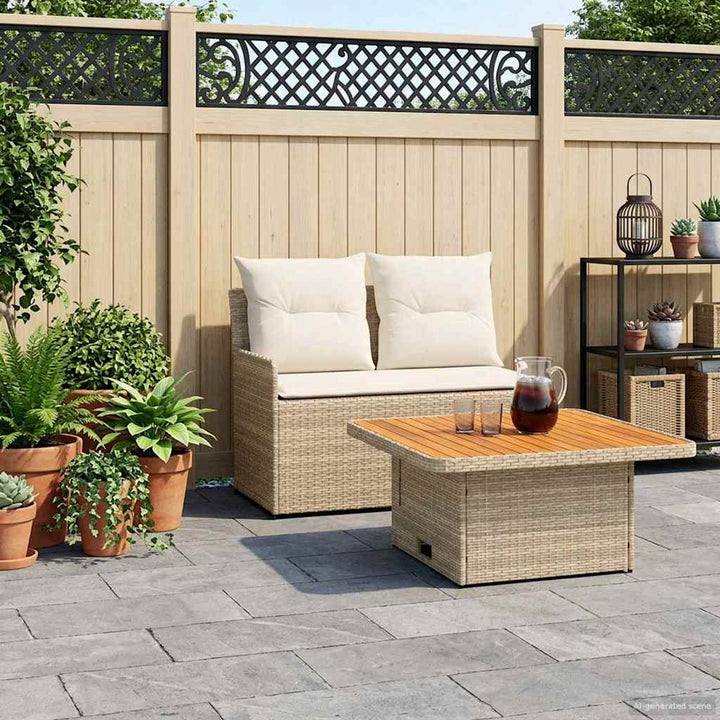 2 stk. Havearmstøtte sofa med løftbart bord PE Rattan
