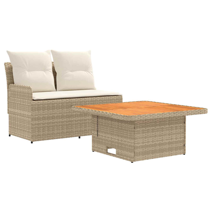 2 stk. Havearmstøtte sofa med løftbart bord PE Rattan
