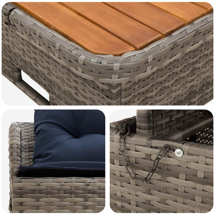 Havearmstøtte sofa med løftbart bord 2 Stk Grå og Marineblå