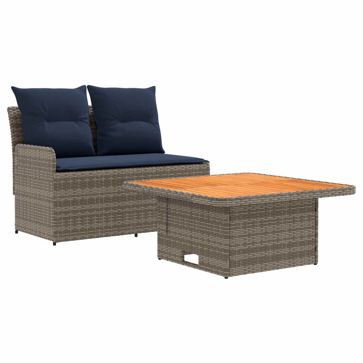Havearmstøtte sofa med løftbart bord 2 Stk Grå og Marineblå