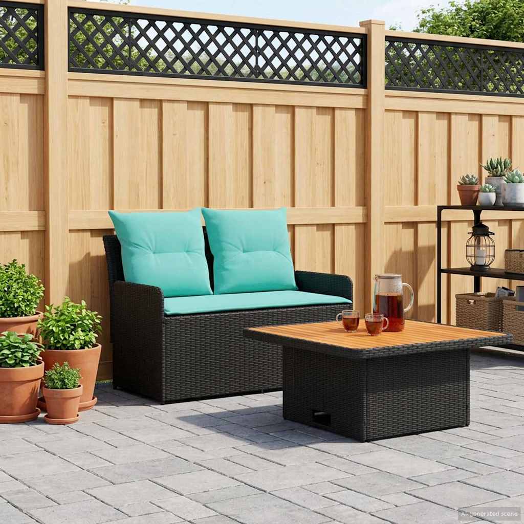 Havearmstøtte sofa med løftbart bord 2 Stk Sort og turkis