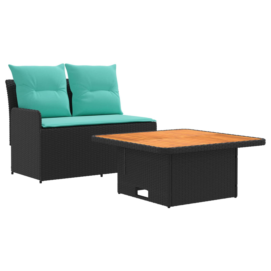 Havearmstøtte sofa med løftbart bord 2 Stk Sort og turkis