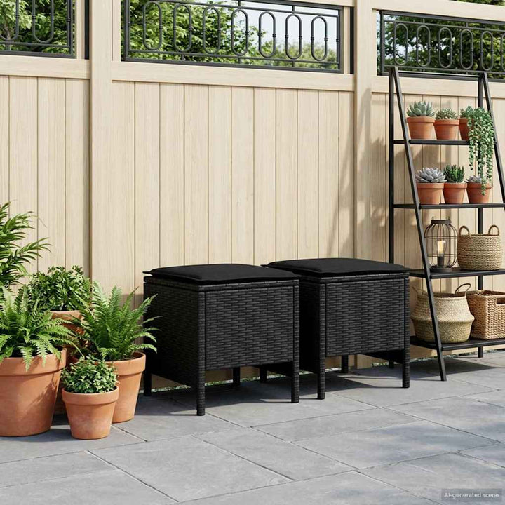2 stk. Havepuf PE Rattan Sort