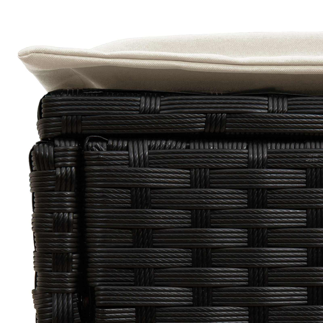 2 stk. Havepuf PE Rattan Sort og Cream