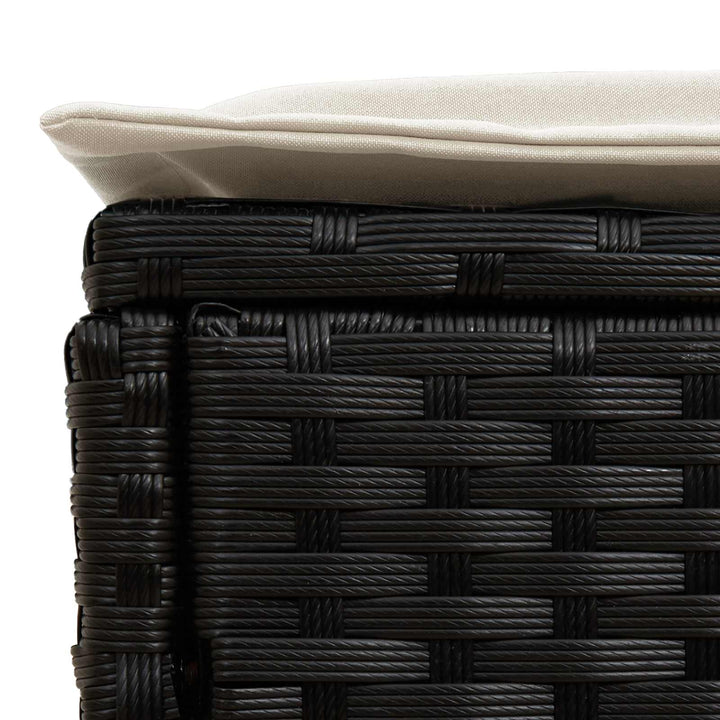 2 stk. Havepuf PE Rattan Sort og Cream