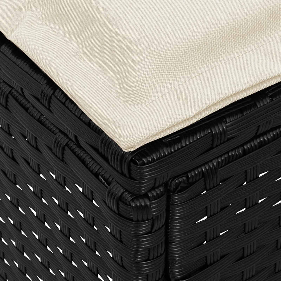 2 stk. Havepuf PE Rattan Sort og Cream