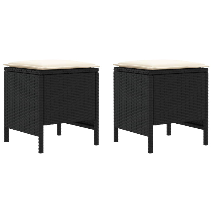 2 stk. Havepuf PE Rattan Sort og Cream